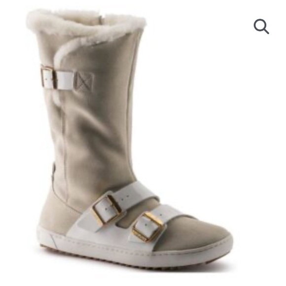 Danbury Shearling White Suede/Patent Leather Tall Boots - Picture 6 of 12